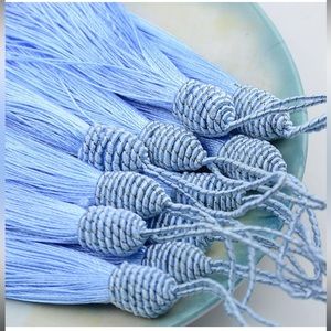 20 Piece 5” Sky Blue Silky Polyester Tassels for crafts